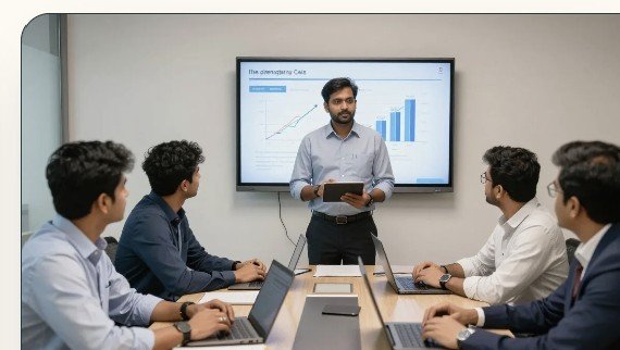 Small-group finance learning session in a meeting room